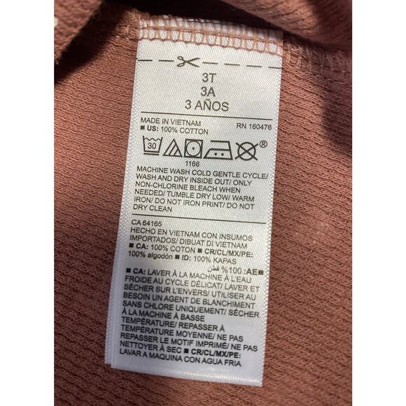 Gap Toddler Girls Mauve/White Heart Print Long Sleeve Henley Size 3T NWOT - Picture 6 of 6